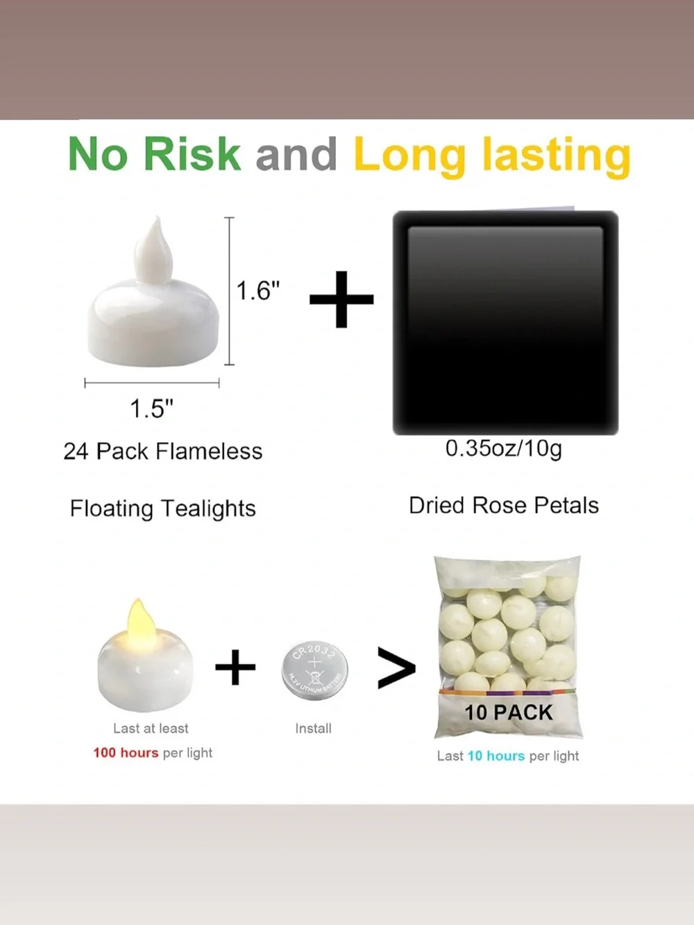 48 Pack Waterproof Flameless Floating Tealights